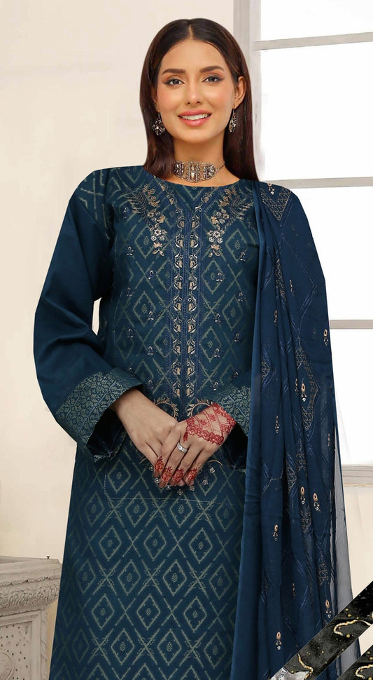 UK – Zircon – Embroidered 3 Piece Unstitched Suit