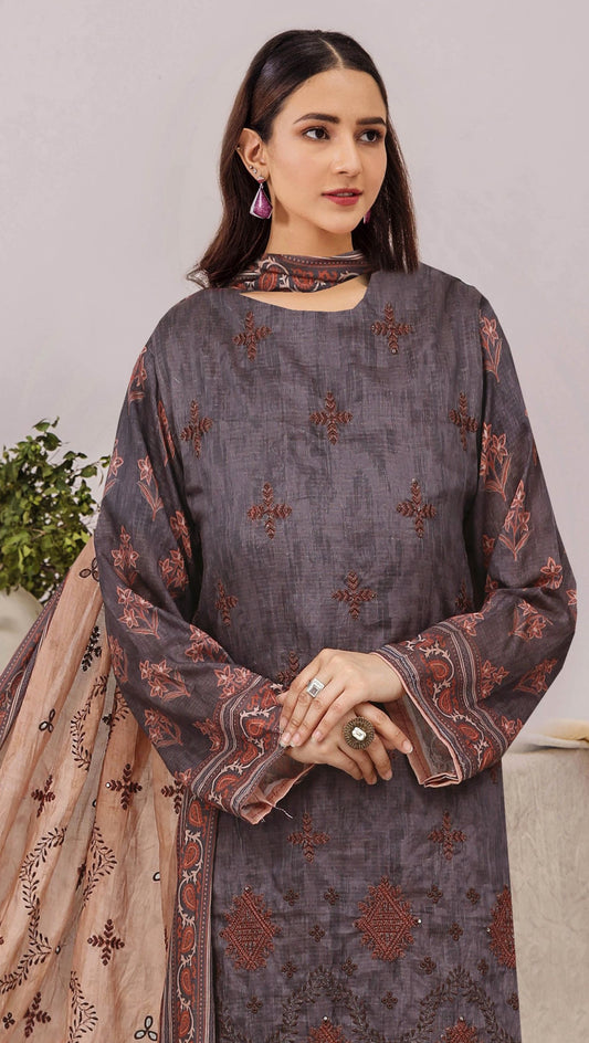 UK– Diya Lawn Embroidered 3 Piece Suit