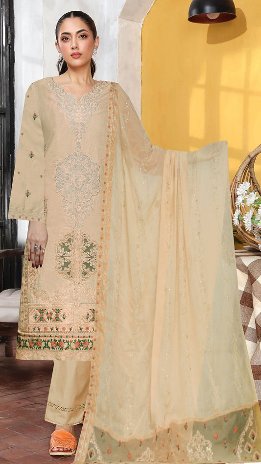 UK Nora-Vol 1505" Lawn Embroidered 3-Piece Suit