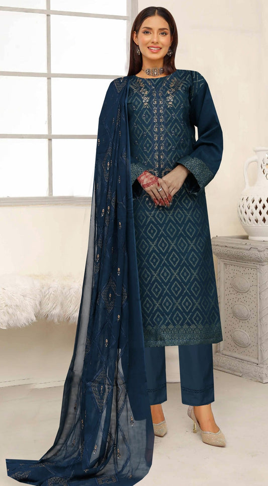 UK – Zircon – Embroidered 3 Piece Unstitched Suit