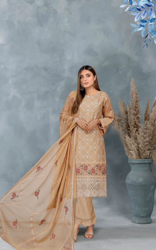 UK By Nora – Embroidered Unstitched 3 Piece Suit (Vol 1523)