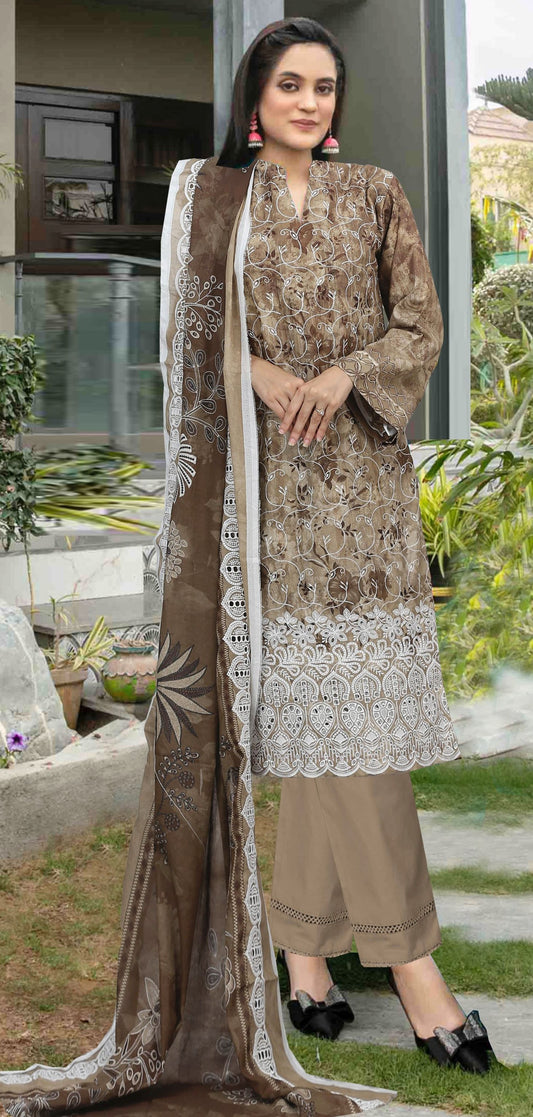 UK – Ruby – Schiffli Lawn 3 Piece Unstitched Suit