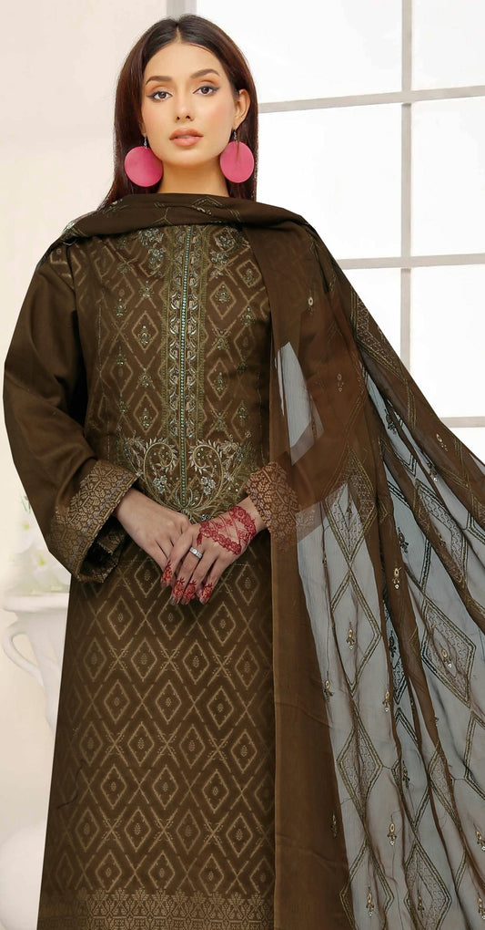 UK– Zircon – Embroidered 3 Piece Unstitched Suit