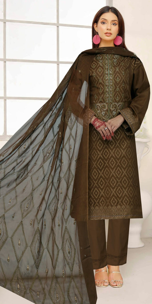 UK– Zircon – Embroidered 3 Piece Unstitched Suit