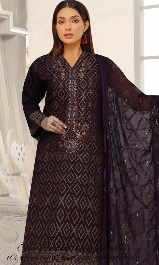 UK – Zircon – Embroidered 3 Piece Unstitched Suit