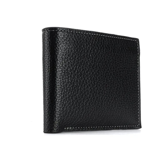 Black leather wallet on a white background