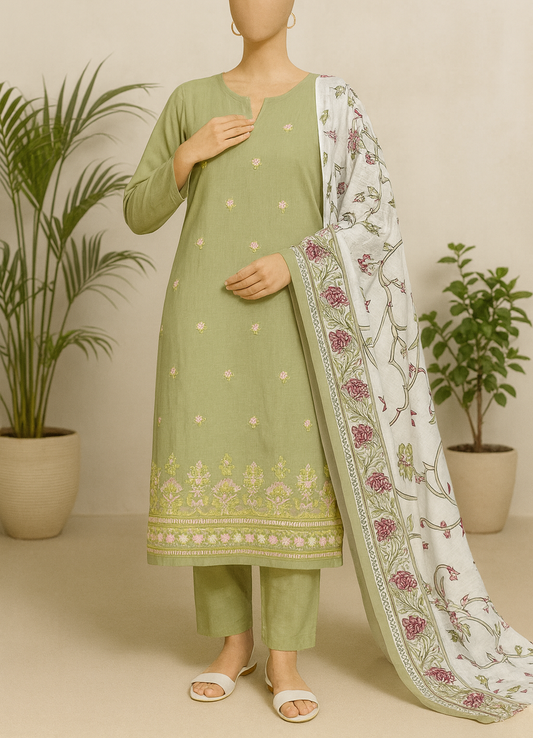 Mix Brand Embroidery Unstitched 3-Piece Suit