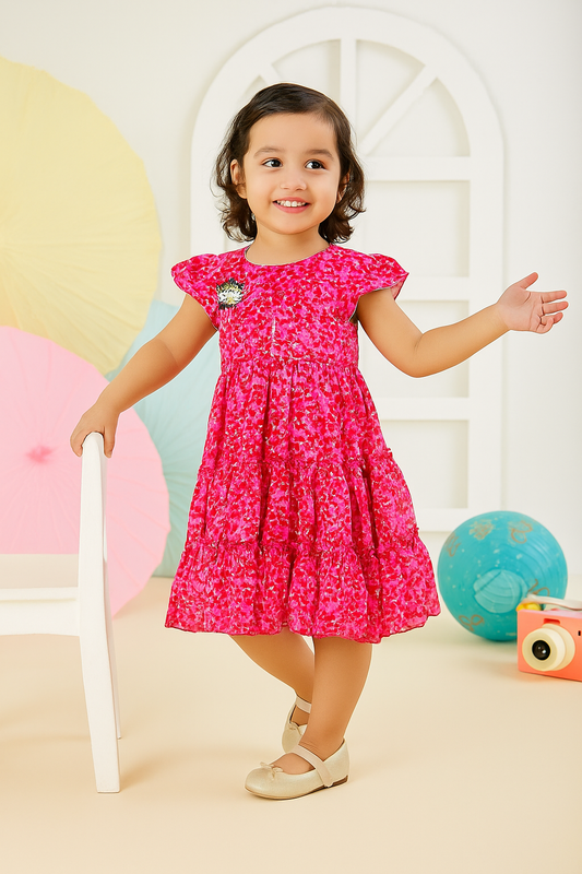 Adorable Girls’ Chiffon Frock Party Dress with Tights (1 to 4 Years)