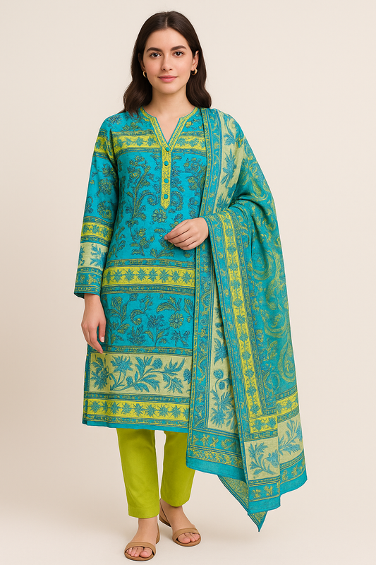 Zellbury Printed 3 Piece Stitched Kurta Dupatta and Trouser