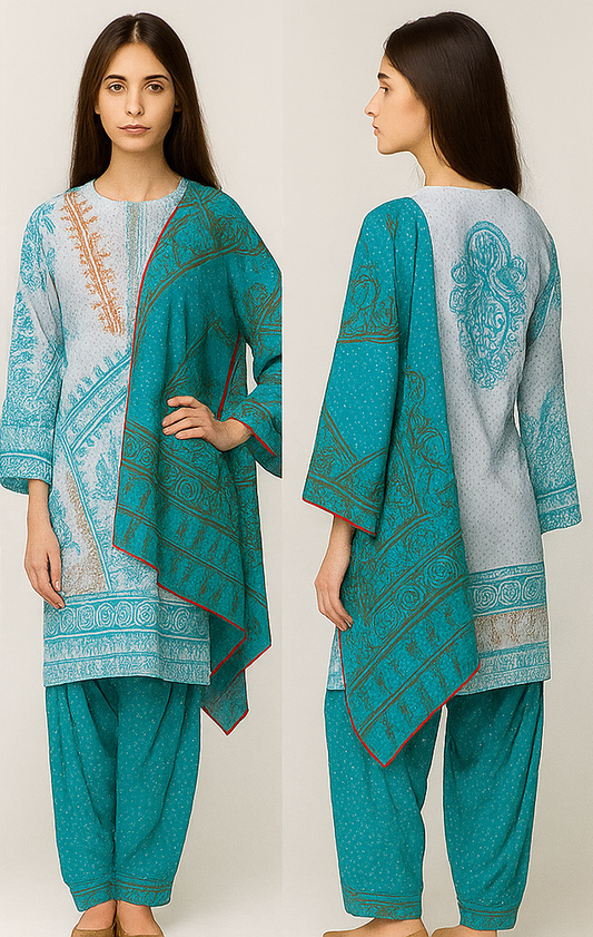 SAYA  2-Piece Lawn Suit (Shirt + Printed Dupatta)