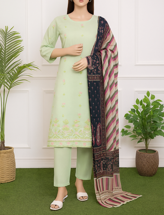 Mix Brand Embroidery Unstitched 3-Piece Suit
