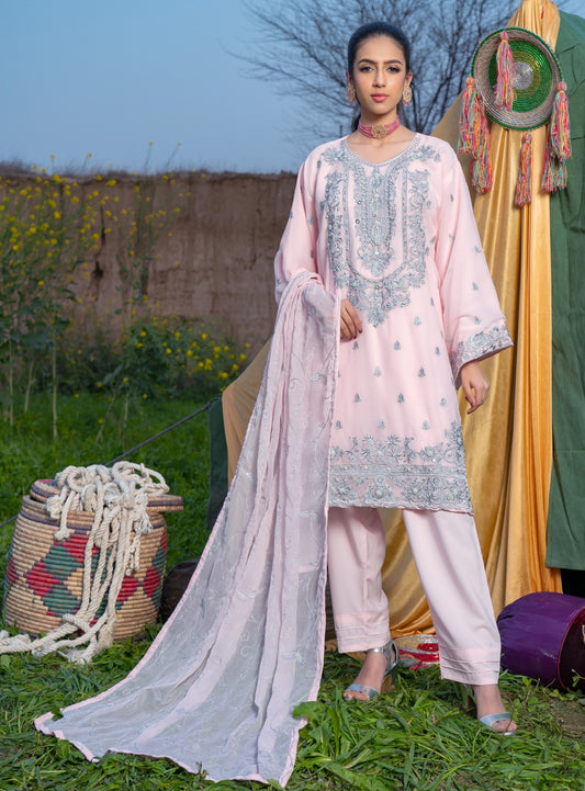 Rang-e-Falak by Saimb - Stitched Embroidered 3PC Crinkle Chiffon
