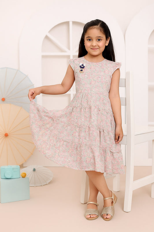 Adorable Girls’ Chiffon Frock &Tights (7 to 10 Years)