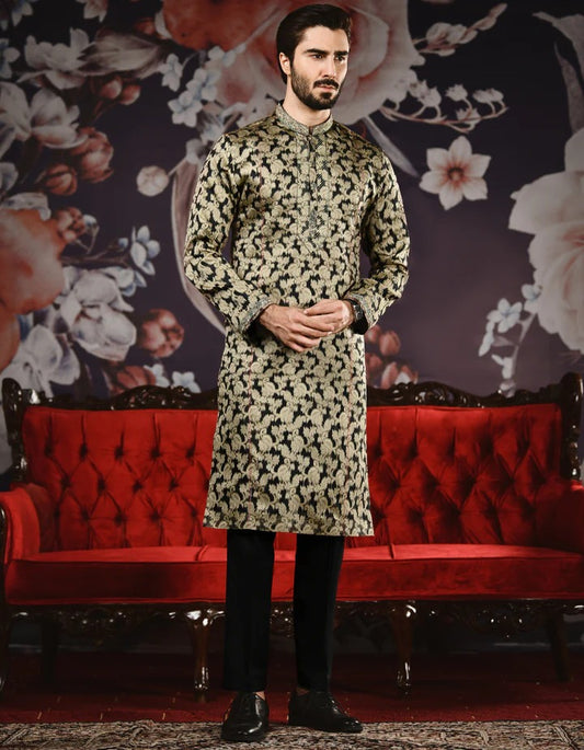 Jamawar Sherwani Kurta BY J.