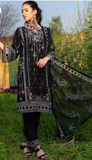 RANG-E-FALAK - Stitched Embroidered Crinkle Chiffon3 PIECE