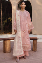 Mahrin By Johra - Premium 3PC Unstitched Embroidered Lawn Suit (Pink & White)