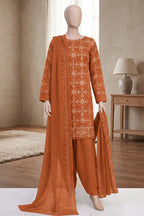 Breeza by Breeza Fashion - 3PC Unstitched Embroidered Lawn Suit (Orange)