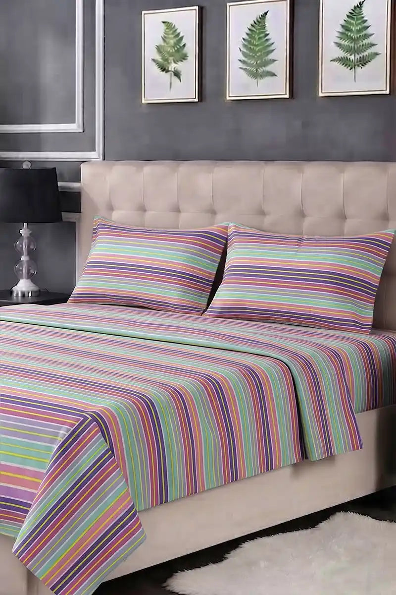 Luxury Double Bed Sheet Set with Pillow Covers by KBC Fashion (Soft Green)