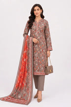 Khaadi Pre-Fall Cambric Series V-6 - 3PC Unstitched Suit (Mushroom Brown)