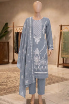 Dream by Breeza Fashion - 3PC Unstitched Embroidered Lawn Suit (Muted Steel Blue)