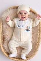 'Let's Work' Tractor Long Sleeve (0-3 Months) (White)