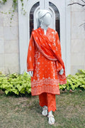Aryana By KBC Fashion - 3PC Unstitched Printed Lawn Suit (Orange)