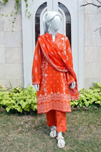 Aryana By KBC Fashion - 3PC Unstitched Printed Lawn Suit (Orange)