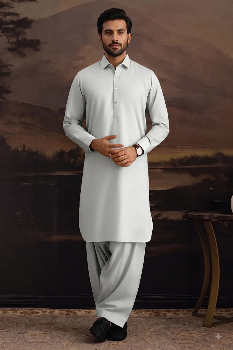 Premium Men's Unstitched Cotton Fabric Suit (Soft Sage)