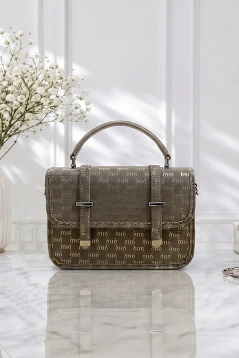 Imported Women's Structured Handbag (Olive Grey)