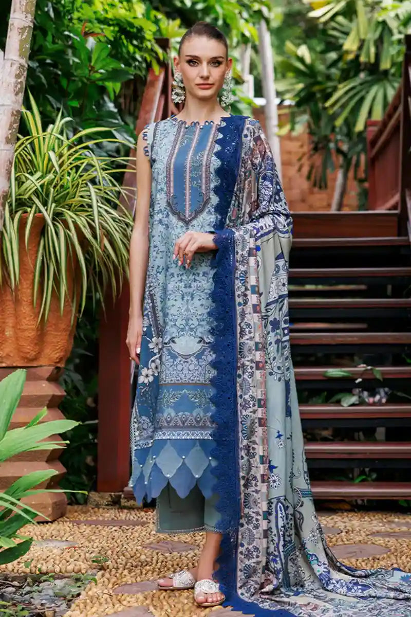 Jade Urbane Vol: 04 Classic Lawn Collection 3-Piece Unstitched Suit (Slate Blue)