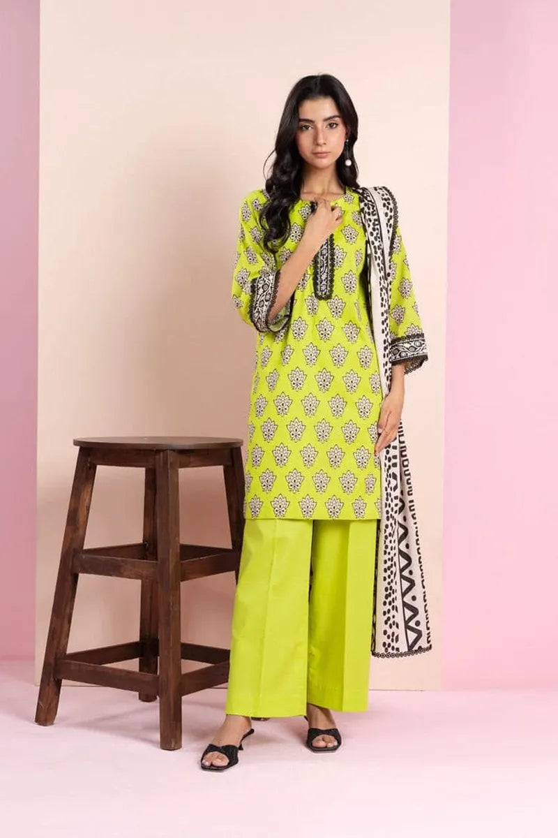 Alkaram Unstitched 3-Piece Lawn Collection (Lime Green)