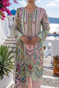 Aabruh Vol-1 3PC Unstitched Printed Lawn Suit (Pastel Pink & Pista)