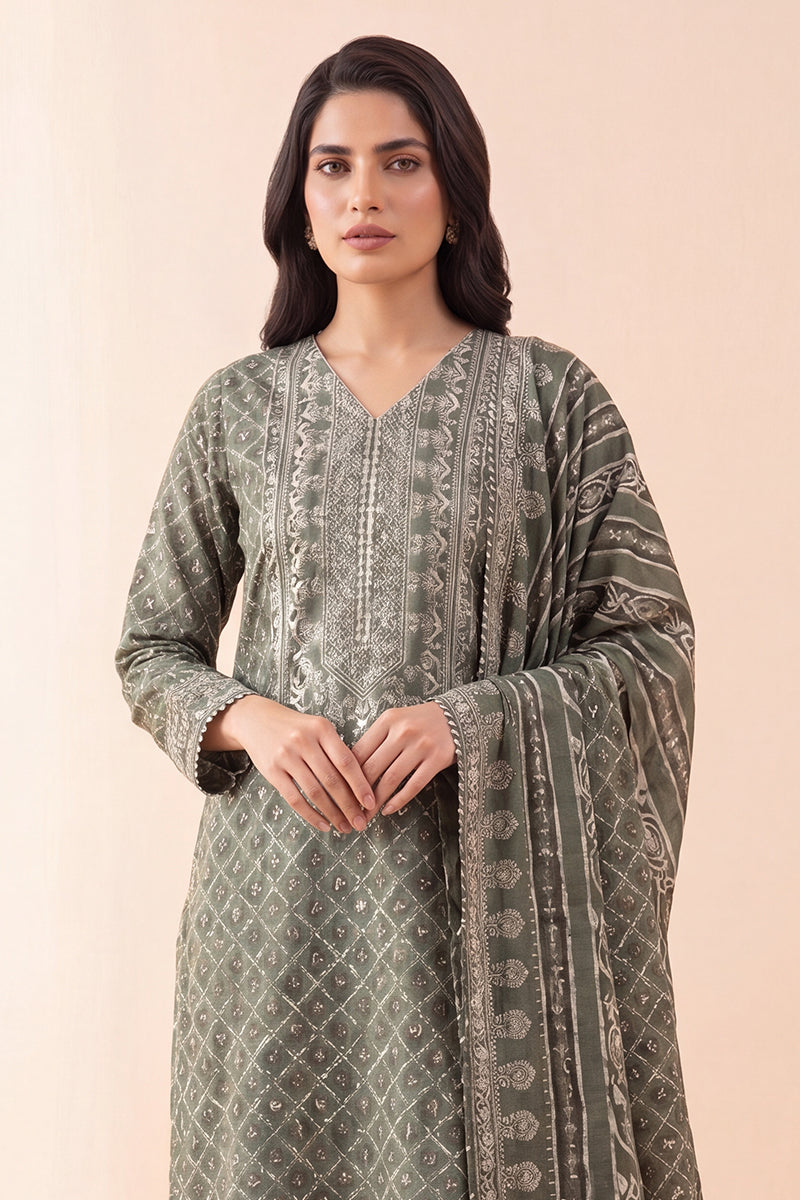 Sapphire By KBC - 3PC Unstitched Digital Printed Lawn Suit (Pale Sage)