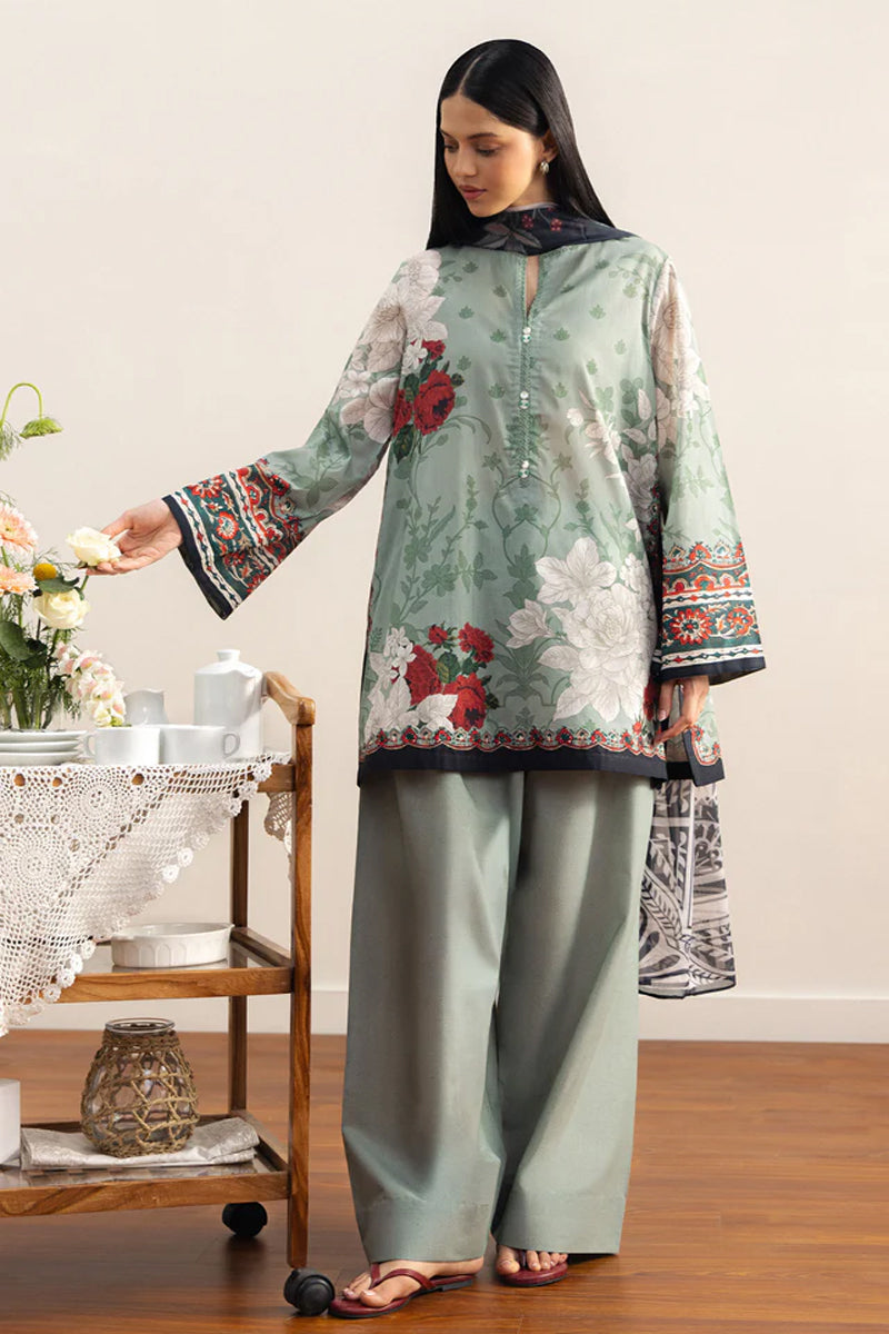 COCO By Zara Shahjahan - 3-Piece Unstitched Printed Lawn Suit (Mint Green)