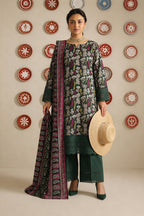Nishat - Unstitched 3pc Printed Lawn (Deep Green & Magenta)