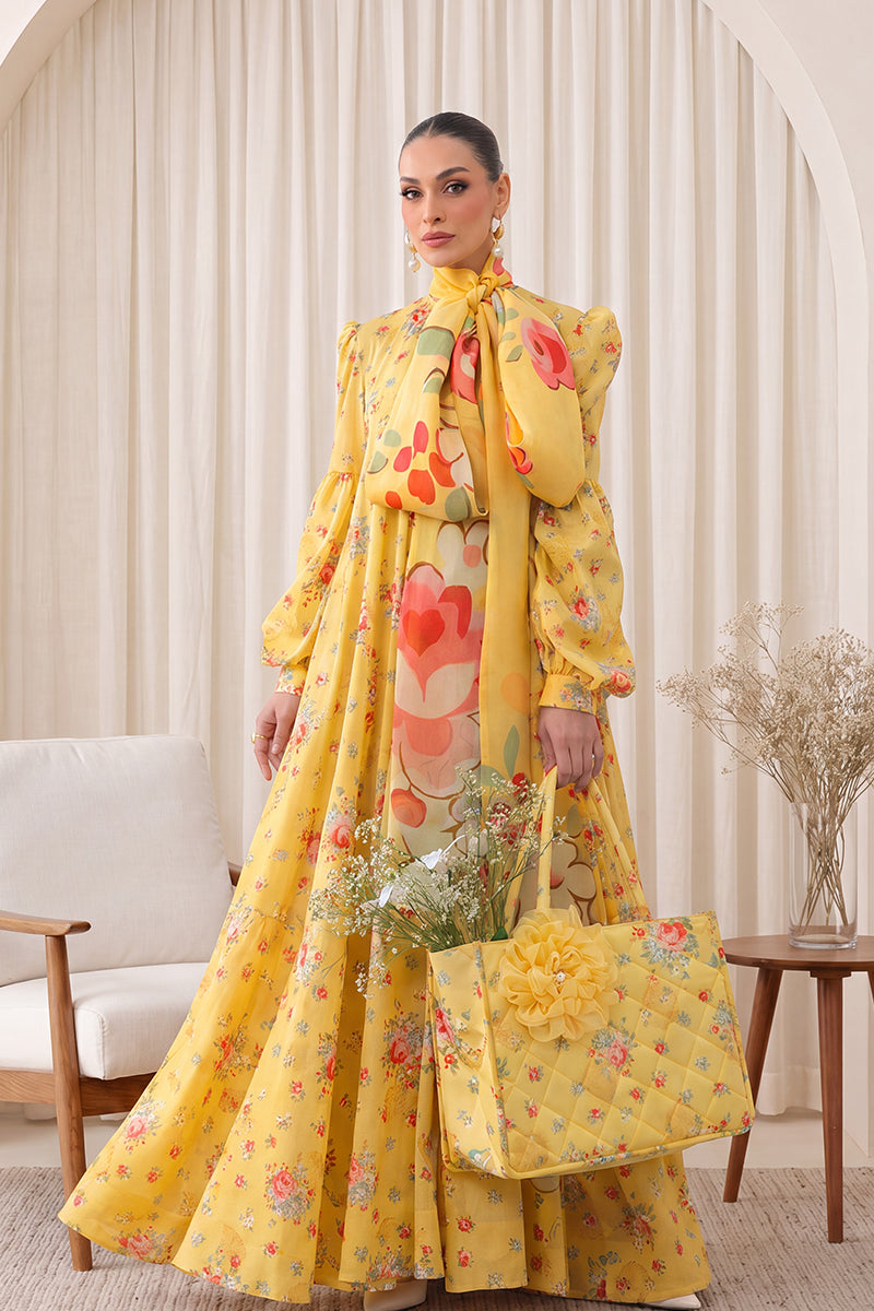 Gul Rang By Bareezé – 3-Piece Unstiched Printed Classic Lawn (Yellow)