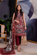 Urbane By Jade Vo.4 - 3pc Unstitched Classic Printed Lawn (Deep Maroon)