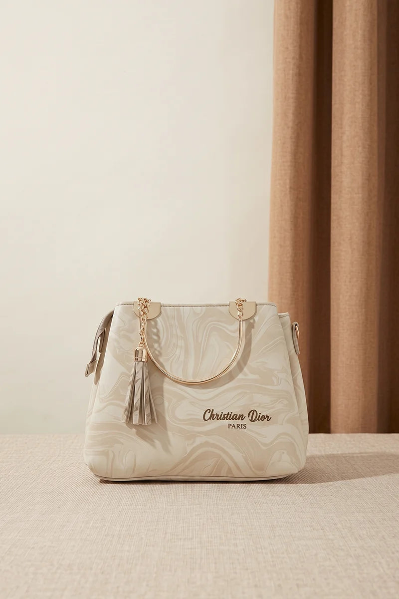 Premium Women's Fashion Handbag (Marble Vanilla)