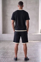 Men's Casual T-Shirt and Shorts Co-ord Set (Pitch Black)