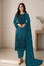 Princess by Breeza Fashion - 3PC Unstitched Embroidered Lawn Suit (Deep Teal)
