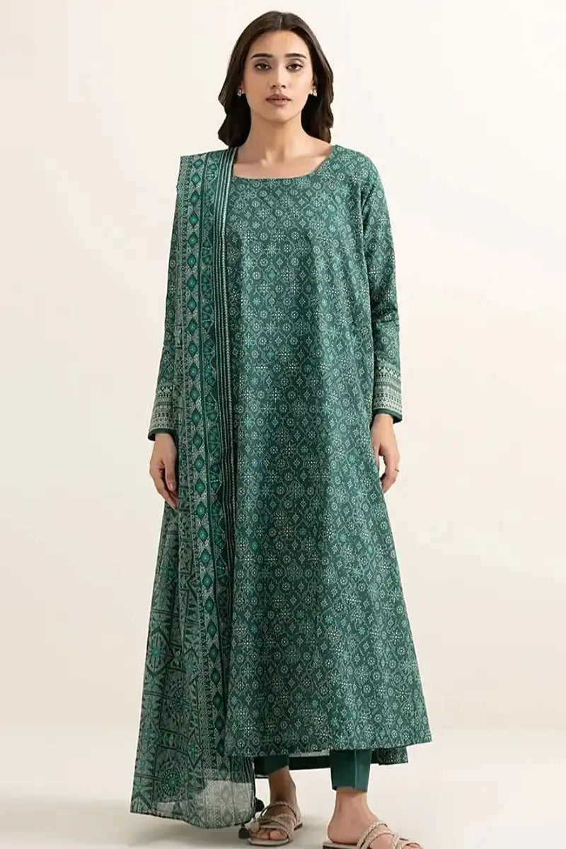Khaadi 3-Piece Unstitched Printed Lawn Suit (Teal Green)