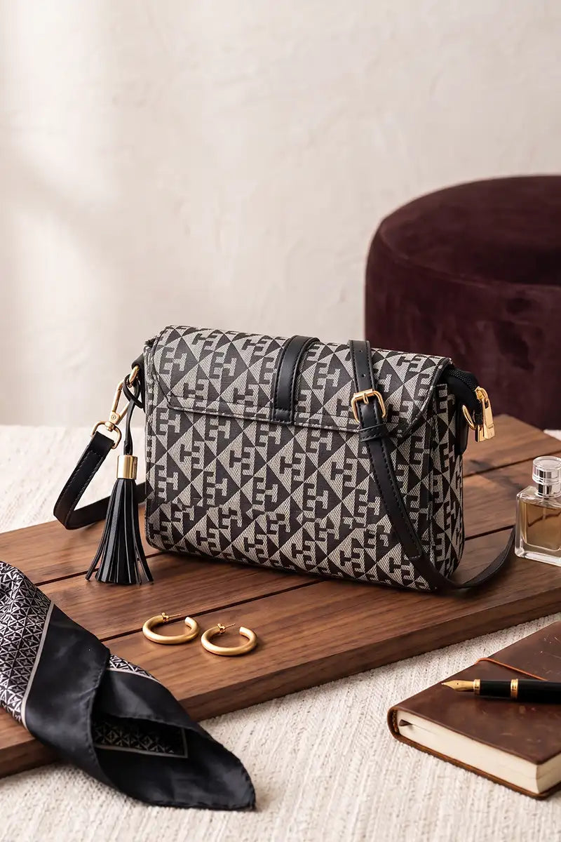 Premium Women's Imported Handbag (Jet Black)