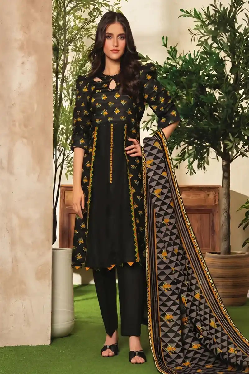 Limelight Doria Unstitched 3-Piece Lawn Collection (Jet Black)