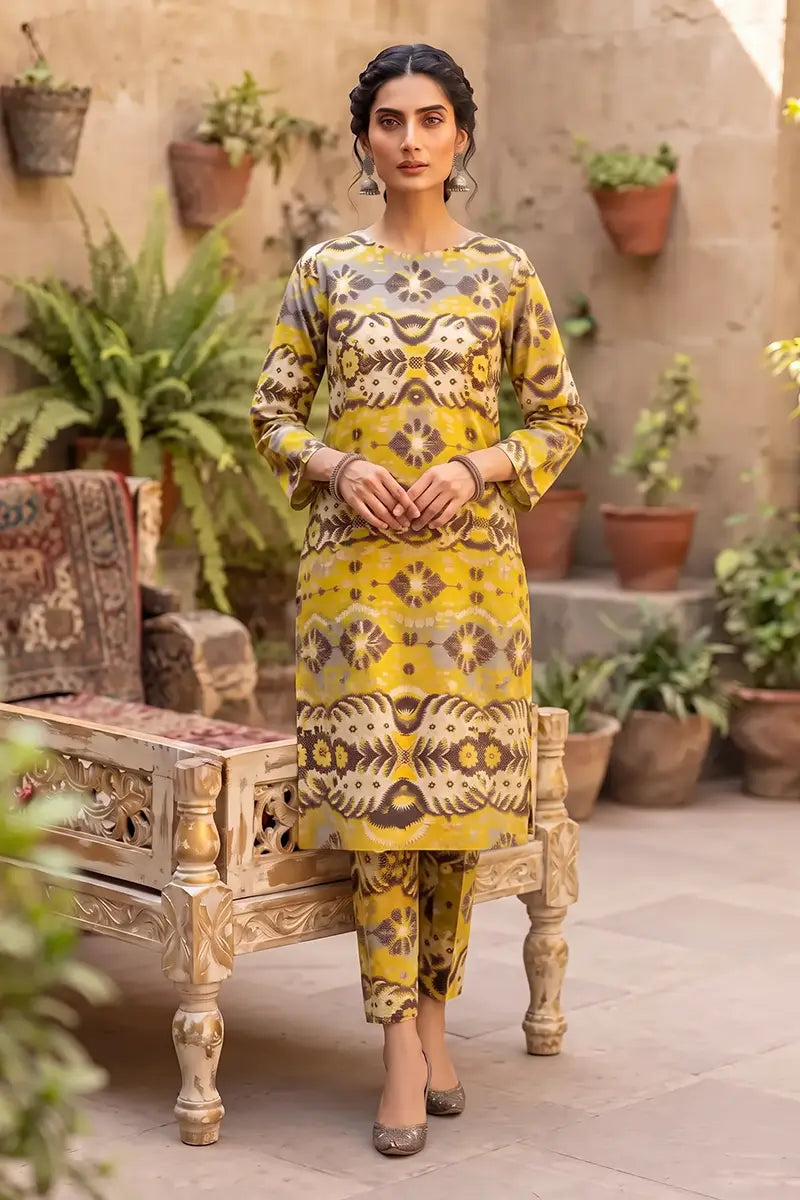Sana Safinaz Printed Lawn Unstitched 2-Piece Suit (Chartreuse Yellow)