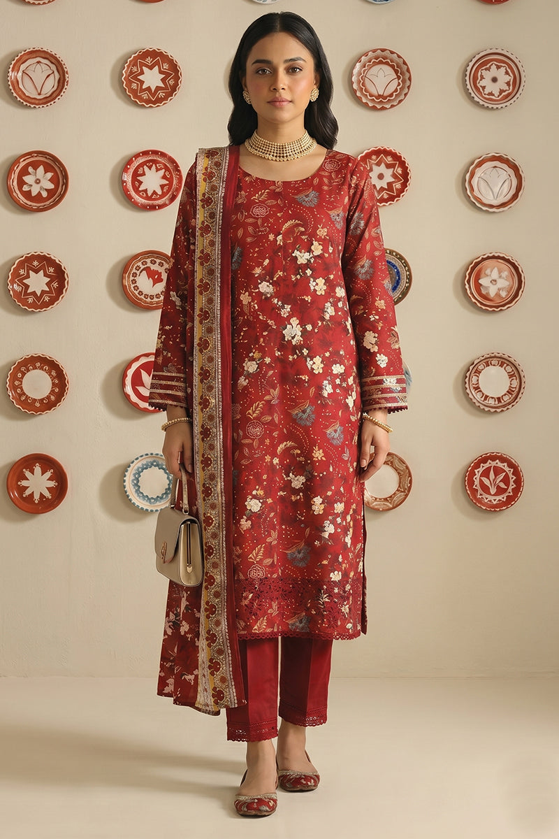 Nishat - Unstitched 3pc Printed Lawn (Red)