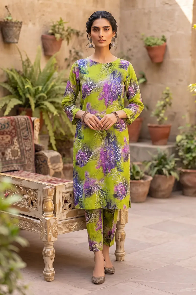 Sana Safinaz Printed Lawn Unstitched 2-Piece Suit (Lime Green)