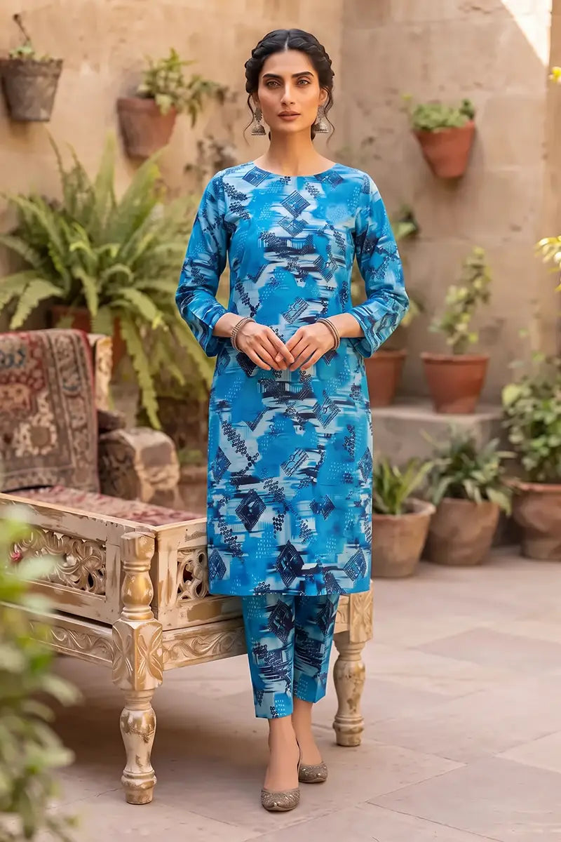 Sana Safinaz Printed Lawn Unstitched 2-Piece Suit (Sky Blue)