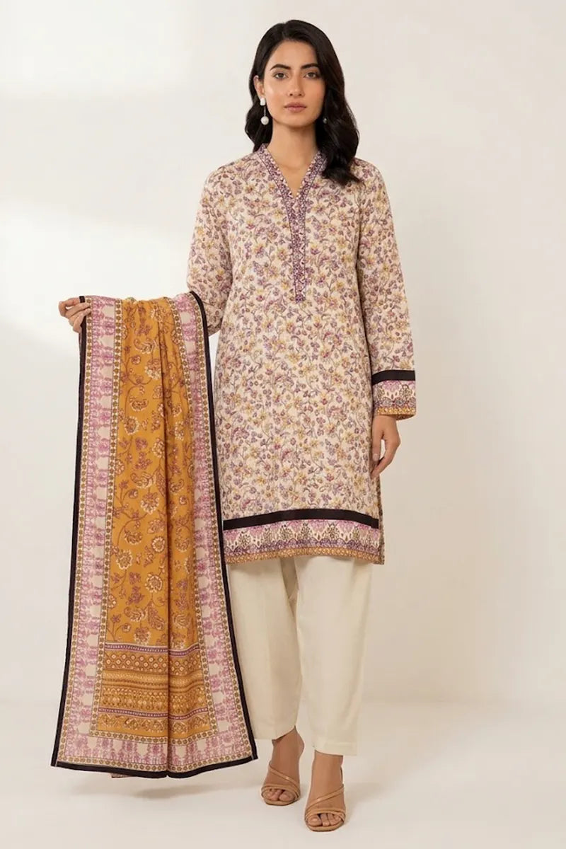 Khaadi Unstitched 3-Piece Lawn Collection (Warm Ivory)