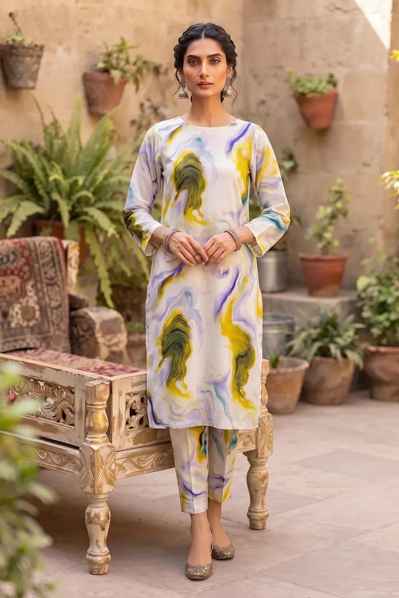 Sana Safinaz Printed Lawn Unstitched 2-Piece Suit (Olive Green)