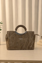 Top Handle Faux Leather Satchel Bag For Women (Brown)